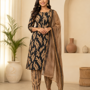 Cotton Blend Printed Suit.