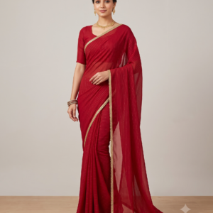 Vibrant Red Colour Fancy Saree