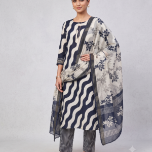 Cotton Blend Printed Suit