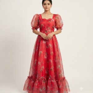 Floral Printed Organza maxi